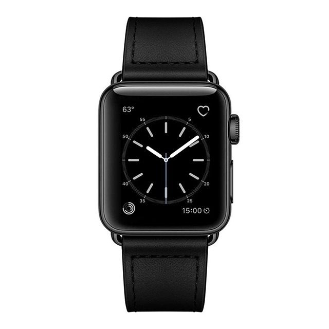【Apple Watch バンド 49/45/44/42mm】ピンバックル レザー (ブラック) for Apple Watch Ultra2/1/SE(第2/1世代)/Series9/8/7/6/5/4/3/2/1サブ画像