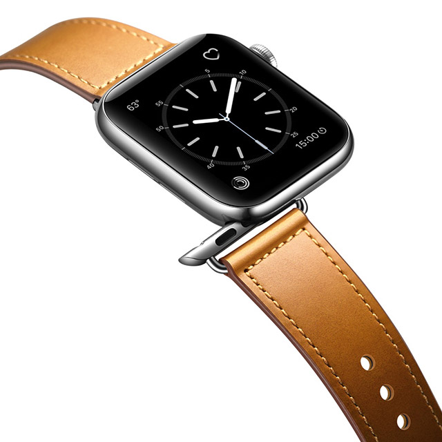 【Apple Watch バンド 49/45/44/42mm】ピンバックル レザー (キャメルブラウン) for Apple Watch Ultra2/1/SE(第2/1世代)/Series9/8/7/6/5/4/3/2/1サブ画像