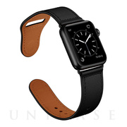 【Apple Watch バンド 45/44/42mm】ピンバックル レザー (ブラック) for Apple Watch SE/Series7/6/5/4/3/2/1