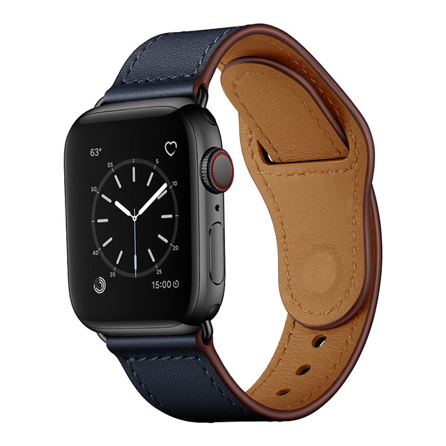 【Apple Watch バンド 49/45/44/42mm】ピンバックル レザー (ネイビー) for Apple Watch Ultra2/1/SE(第2/1世代)/Series9/8/7/6/5/4/3/2/1サブ画像