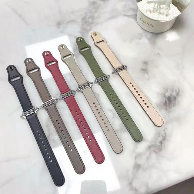 【Apple Watch バンド 41/40/38mm】ピンバックル レザー 本革細身 (ブラック) for Apple Watch SE(第2/1世代)/Series9/8/7/6/5/4/3/2/1サブ画像