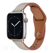 【Apple Watch バンド 45/44/42mm】ピンバックル レザー 本革細身 (アイボリー) for Apple Watch SE(第2/1世代)/Series8/7/6/5/4/3/2/1