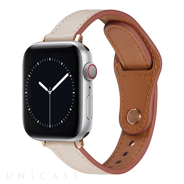 【Apple Watch バンド 49/45/44/42mm】ピンバックル レザー 本革細身 (ペールピンク) for Apple Watch Ultra2/1/SE(第2/1世代)/Series9/8/7/6/5/4/3/2/1