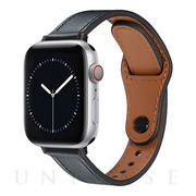 【Apple Watch バンド 41/40/38mm】ピンバックル レザー 本革細身 (ブラック) for Apple Watch SE/Series7/6/5/4/3/2/1