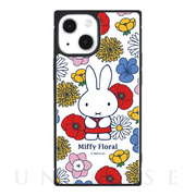 【iPhone13 mini/12 mini ケース】ミッフィー Miffy Floral スクエアガラスケース (ホワイト)