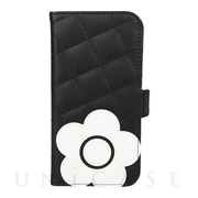 【iPhone12/12 Pro ケース】DAISY PACH PU QUILT Leather Book Type Case (BLACK/WITE)