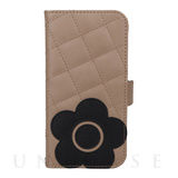 【iPhone12/12 Pro ケース】DAISY PACH PU QUILT Leather Book Type Case (TAUPE/BLACK)