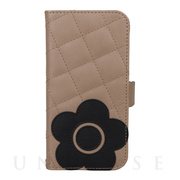 【iPhone12/12 Pro ケース】DAISY PACH PU QUILT Leather Book Type Case (TAUPE/BLACK)