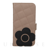 【iPhone13 ケース】DAISY PACH PU QUILT Leather Book Type Case (TAUPE/BLACK)