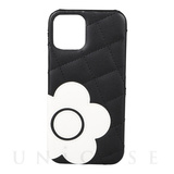【iPhone12/12 Pro ケース】DAISY PACH PU QUILT Leather Back Case (BLACK/WITE)