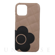 【iPhone12/12 Pro ケース】DAISY PACH PU QUILT Leather Back Case (TAUPE/BLACK)