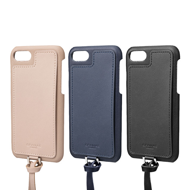 【iPhoneSE(第3/2世代)/8/7/6s/6 ケース】“Shrink” PU Leather Strap type Shell Case (Navy)サブ画像