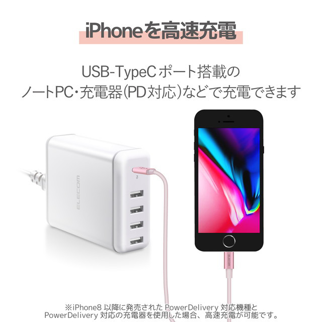 USB-C to Lightningケーブル (耐久仕様) (1.0m ピンク)サブ画像