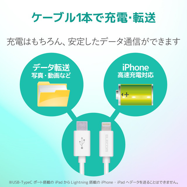USB-C to Lightningケーブル (やわらか) (1.2m ホワイト)goods_nameサブ画像
