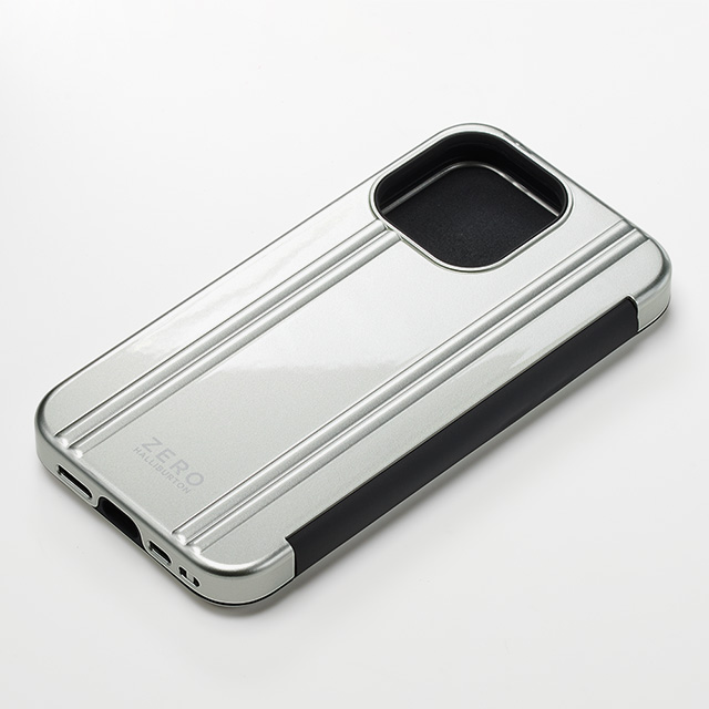 【アウトレット】【iPhone13 mini ケース】ZERO HALLIBURTON Hybrid Shockproof Flip Case for iPhone13 mini (Silver)サブ画像