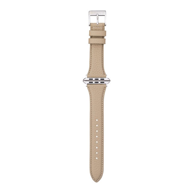 【Apple Watch バンド 49/45/44/42mm】German Shrunken-calf Genuine Leather Watchband Pin Buckle Type (グレージュ)サブ画像