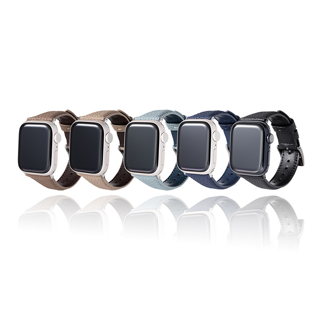 【Apple Watch バンド 41/40/38mm】German Shrunken-calf Genuine Leather Watchband Pin Buckle Type (ブラック) for Apple Watch SE(第2/1世代)/Series9/8/7/6/5/4/3/2/1サブ画像
