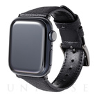 【Apple Watch バンド 41/40/38mm】German Shrunken-calf Genuine Leather Watchband Pin Buckle Type (ブラック) for Apple Watch SE/Series7/6/5/4/3/2/1