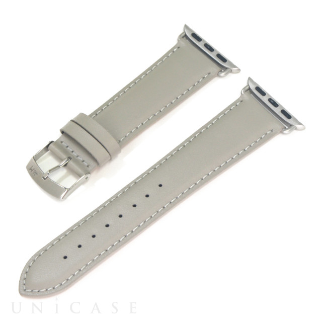 【Apple Watch バンド 45/44/42mm】カーフレザーストラップ GRAFIC (Light Grey/Silver) for Apple Watch SE/Series7/6/5/4/3/2/1