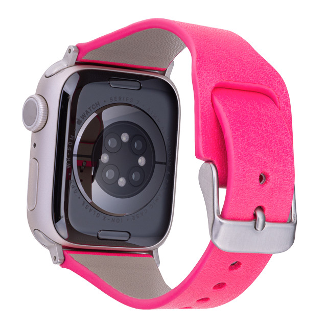 【Apple Watch バンド 41/40/38mm】”Baby Neon” サステナブルレザーバンド (ネオンピンク) for Apple Watch SE/Series7/6/5/4/3/2/1