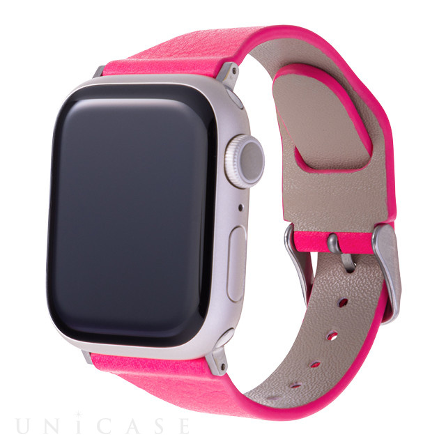 【Apple Watch バンド 41/40/38mm】”Baby Neon” サステナブルレザーバンド (ネオンピンク) for Apple Watch SE/Series7/6/5/4/3/2/1