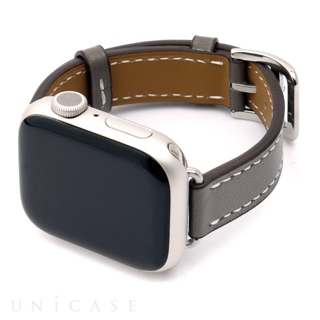 セール Apple Watch ステンレス ケース レザー バンド 44mm 銀 - 金属