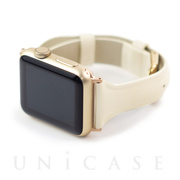 【Apple Watch バンド 45/44/42mm】Slim Line 本革 エナメルバンド (アンティークホワイト) forApple Watch SE(第2/1世代)/Series8/7/6/5/4/3/2/1