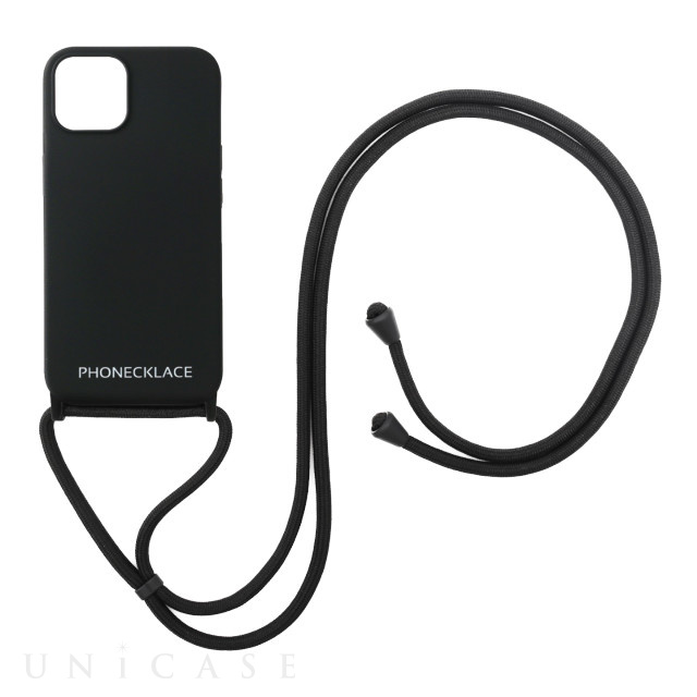 Iphone13 Mini ケース ロープネックストラップ付きシリコンケース ブラック Phonecklace Iphoneケースは Unicase