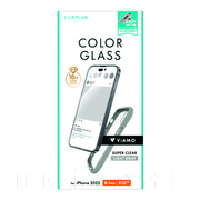 【iPhone14 Pro フィルム】ガラスフィルム「ViAMO COLOR GLASS」 全画面保護 ソフトフレーム (ライトグレー)