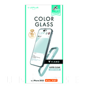 【iPhone14 Pro フィルム】ガラスフィルム「ViAMO COLOR GLASS」 全画面保護 ソフトフレーム (ライトブルー)