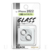 【iPhone14/14 Plus フィルム】2眼カメラ ガラスフィルム カメラ メタリック 10H (ブラック)
