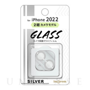 【iPhone14/14 Plus フィルム】2眼カメラ ガラスフィルム カメラ メタリック 10H (シルバー)