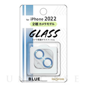 【iPhone14/14 Plus フィルム】2眼カメラ ガラスフィルム カメラ メタリック 10H (ブルー)