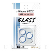 【iPhone14 Pro/14 Pro Max フィルム】3眼カメラ ガラスフィルム カメラ メタリック 10H (ブルー)