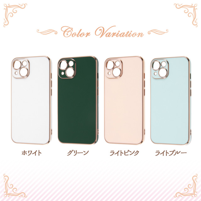 【iPhone14 ケース】TPUソフトケース メタリック Felame (ライトブルー/ピンクゴールド)サブ画像