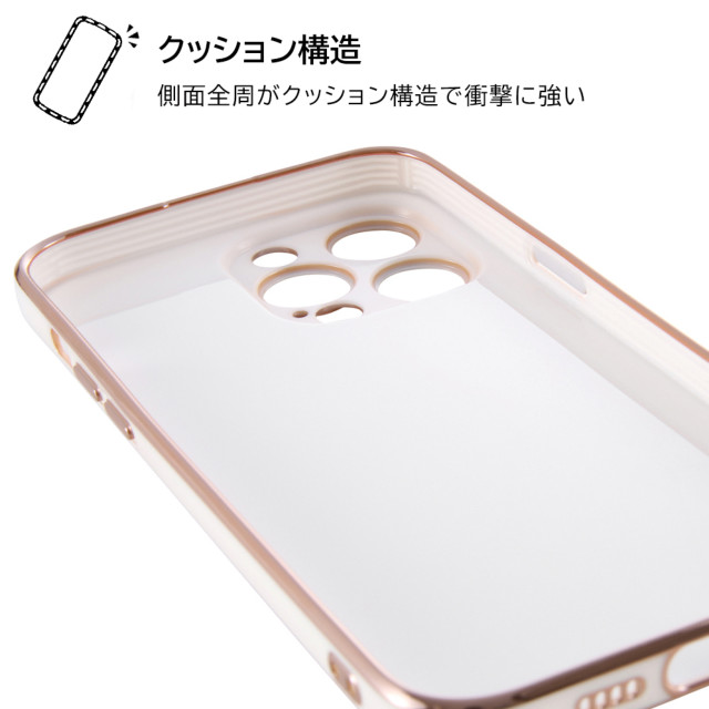 【iPhone14 Pro Max ケース】TPUソフトケース メタリック Felame (ホワイト/ピンクゴールド)