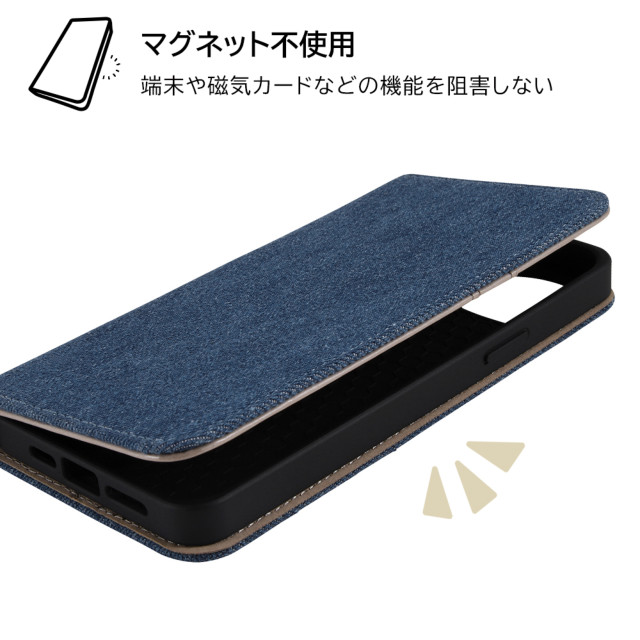 【iPhone14 Plus ケース】耐衝撃 手帳型デニムケース (ブルー)サブ画像