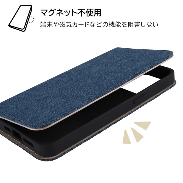 【iPhone14 Pro Max ケース】耐衝撃 手帳型デニムケース (ブルー)サブ画像