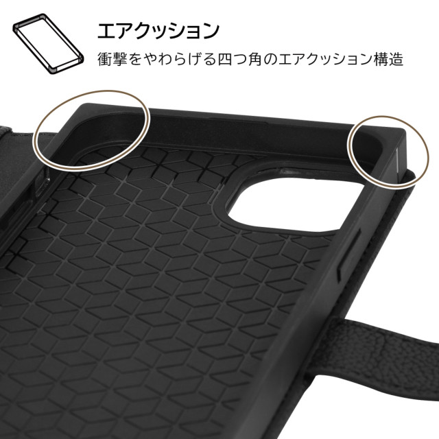 【iPhone14 Plus ケース】耐衝撃 手帳型レザーケース  KAKU Ring (ブラック)サブ画像
