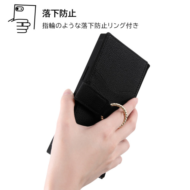 【iPhone14 Plus ケース】耐衝撃 手帳型レザーケース  KAKU Ring (ベージュ)サブ画像