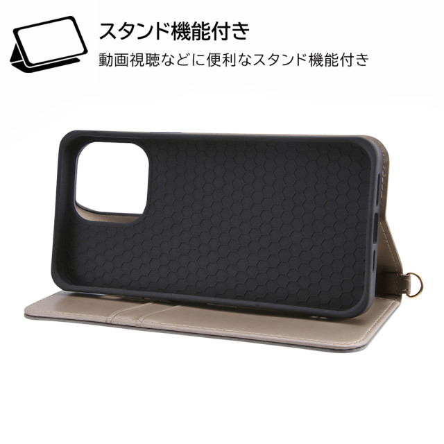 【iPhone14 Pro Max ケース】ディズニーキャラクター/耐衝撃 手帳型レザーケース Raffine (スティッチ_モノトーン)サブ画像