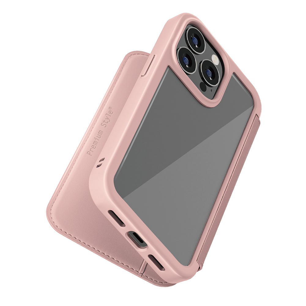 【iPhone14 Pro ケース】ガラスフリップケース (ピンク)サブ画像