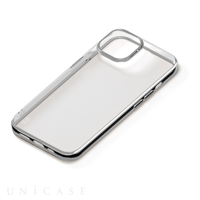 iPhone14/13 ケース】メタリックフレーム クリアケース (シルバー) PGA iPhoneケースは UNiCASE