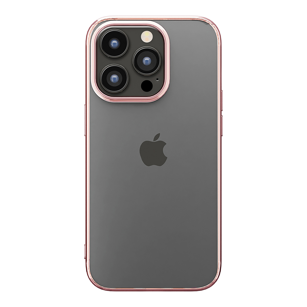 【iPhone14 Pro ケース】メタリックフレーム クリアケース (ローズゴールド)サブ画像