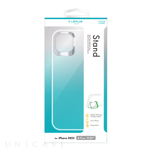 【iPhone14 Plus ケース】スタンド付き耐衝撃ハイブリッドケース 「UTILO Stand」 (クリア)
