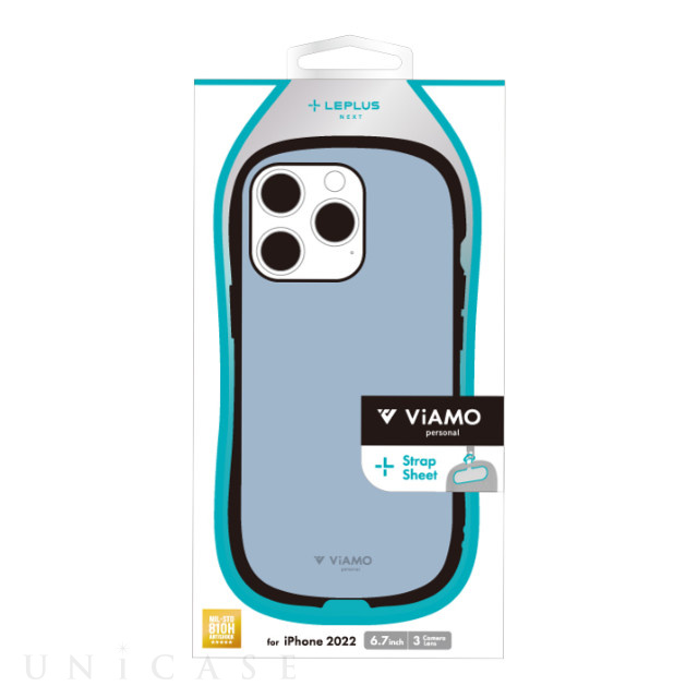 【iPhone14 Pro Max ケース】耐衝撃ハイブリッドケース 「ViAMO personal」 (ライトブルー)
