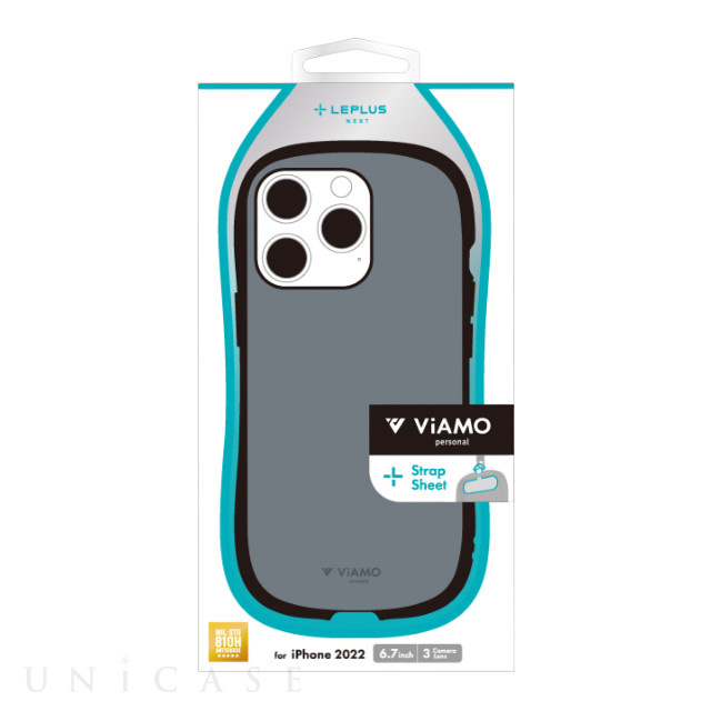 【iPhone14 Pro Max ケース】耐衝撃ハイブリッドケース 「ViAMO personal」 (ダークグレー)
