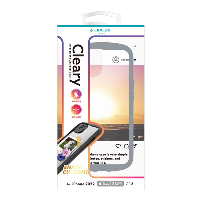 【iPhone14/13 ケース】耐衝撃ハイブリッドケース 「Cleary」 (ライトグレー)サブ画像