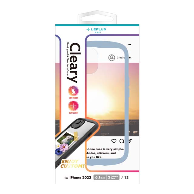 【iPhone14/13 ケース】耐衝撃ハイブリッドケース 「Cleary」 (ライトブルー)サブ画像