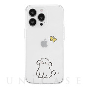 【iPhone14 Pro ケース】ソフトクリアケース (ワンちゃんと蝶々)